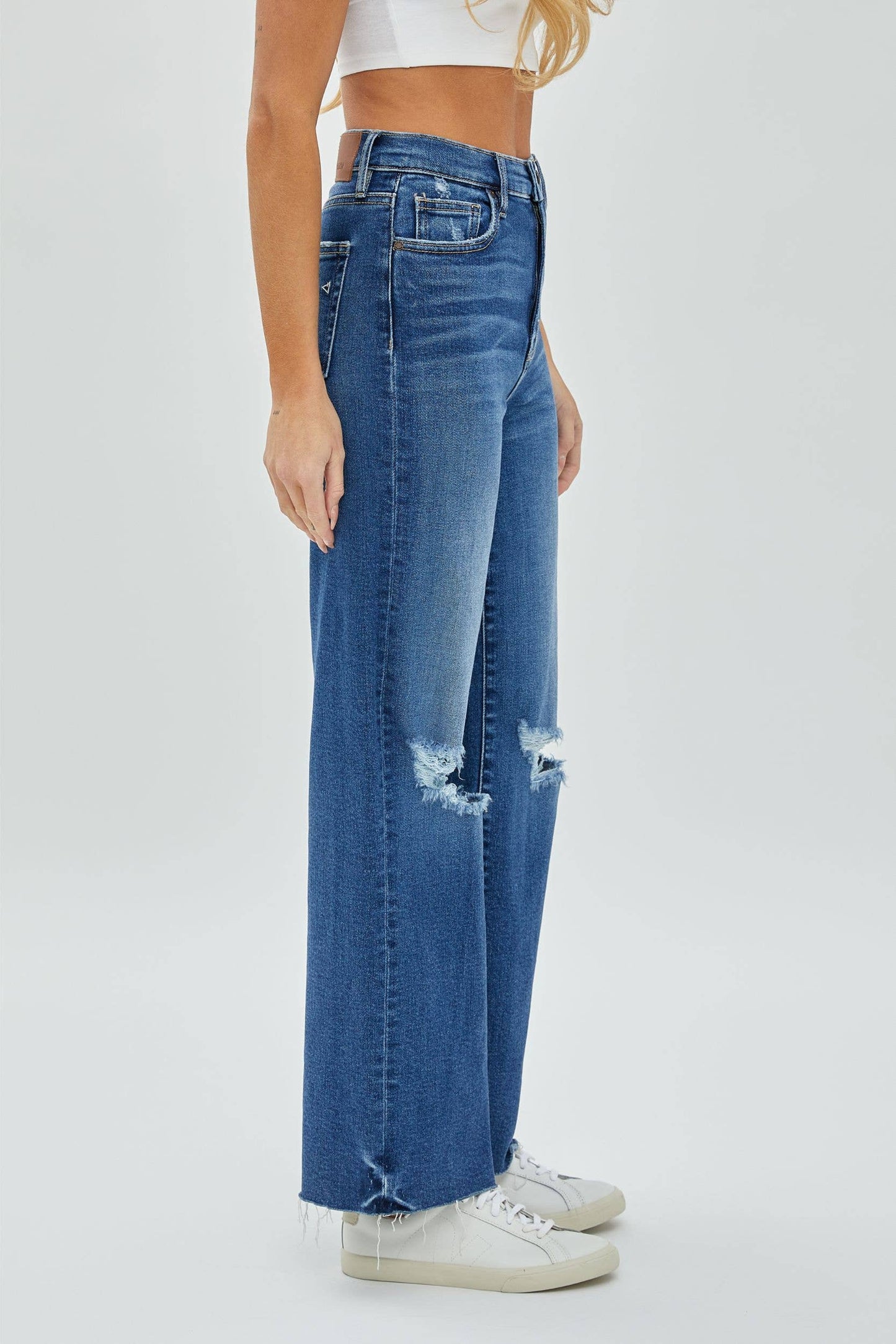 Logan Dark Wash Grinded Stretch Dad Jeans