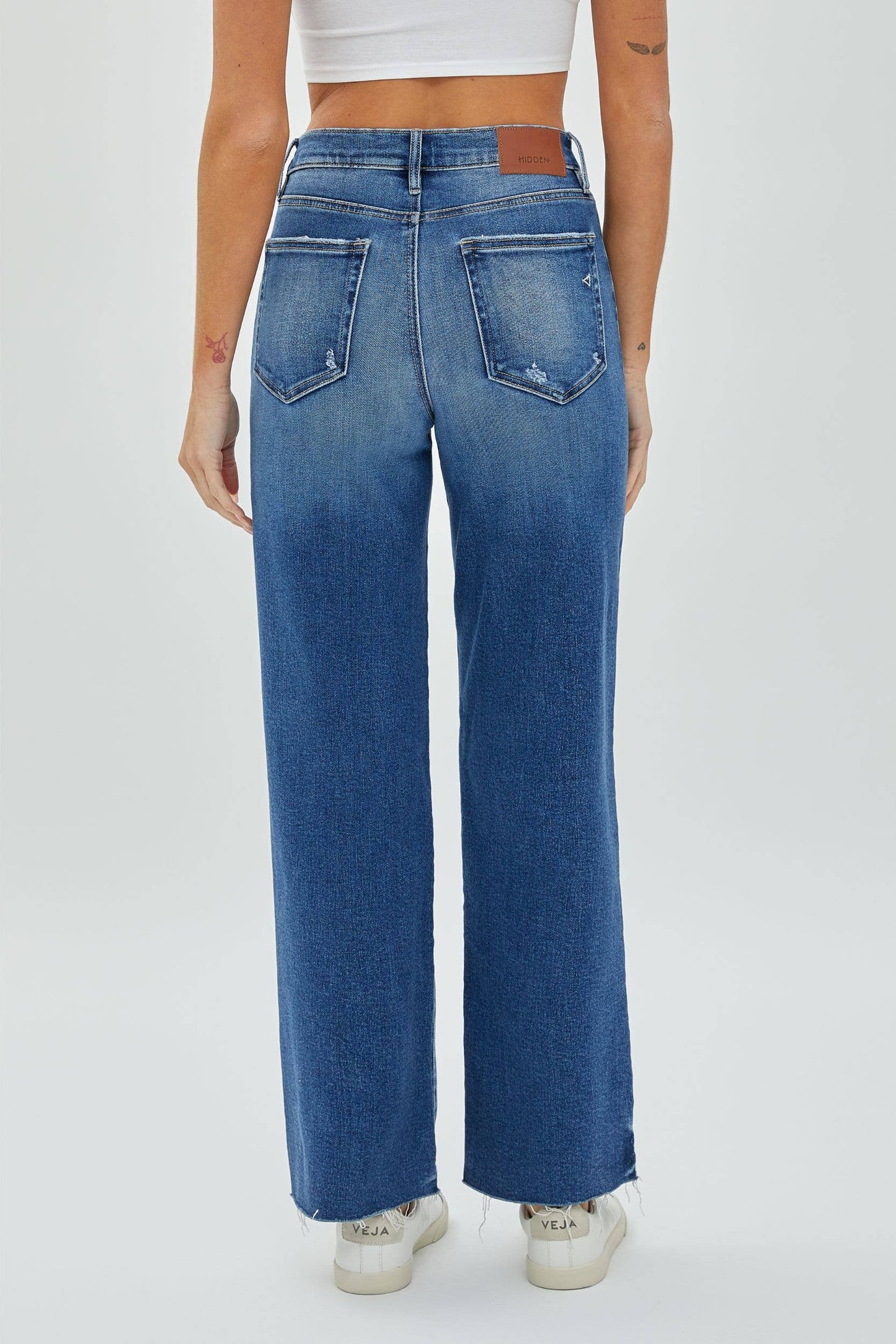 Logan Dark Wash Grinded Stretch Dad Jeans