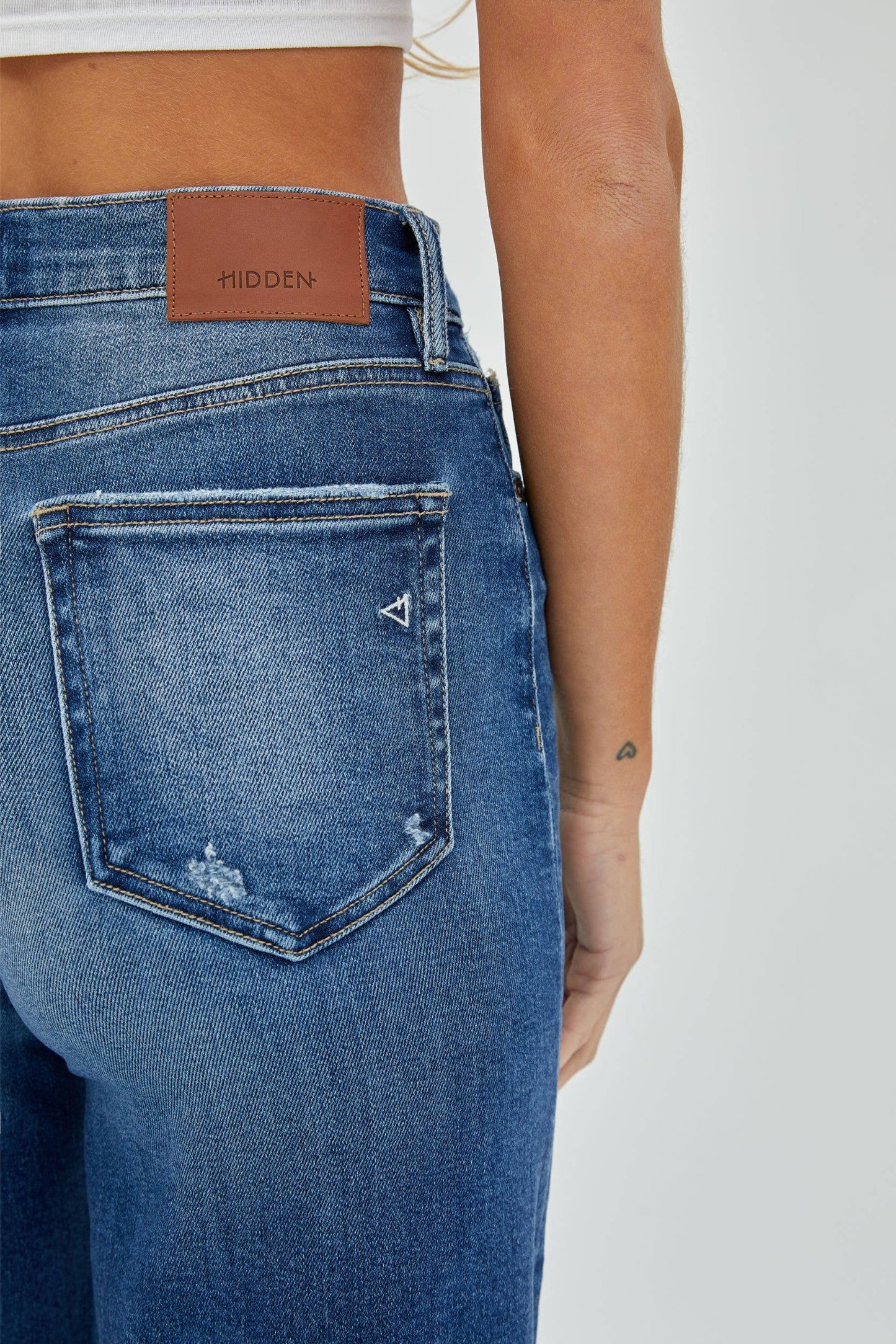 Logan Dark Wash Grinded Stretch Dad Jeans