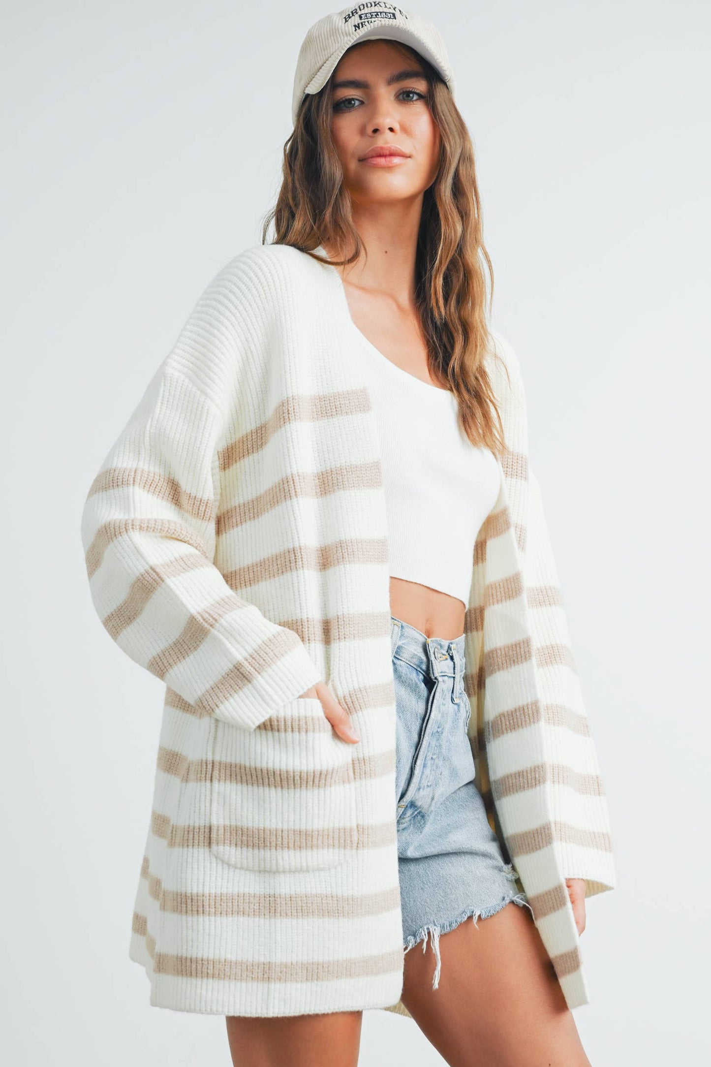 Knitted Stripe Maxi Sweater Cardigan