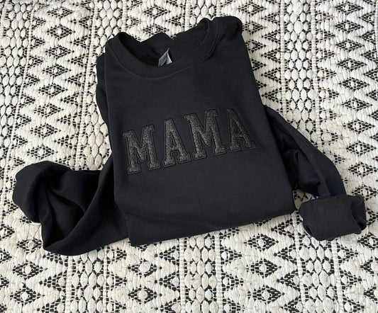 Black Glitter Mama Embroidered Sweatshirt