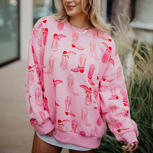 Light Pink Western Boots Sweatshirt