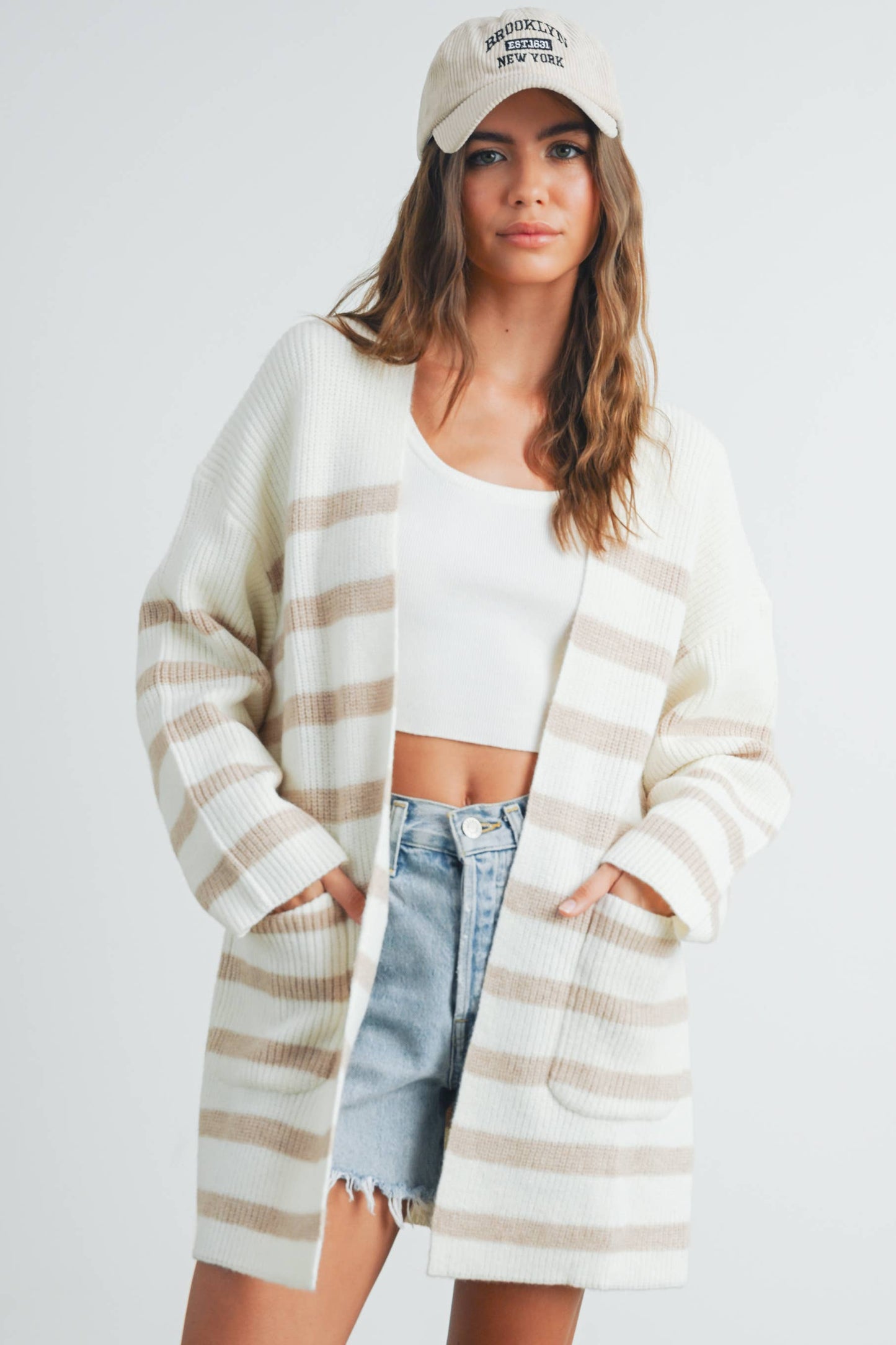 Knitted Stripe Maxi Sweater Cardigan